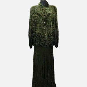 CITRON Santa Monica Size Medium Large Silk Blend Set Skirt Blouse Top Velvet